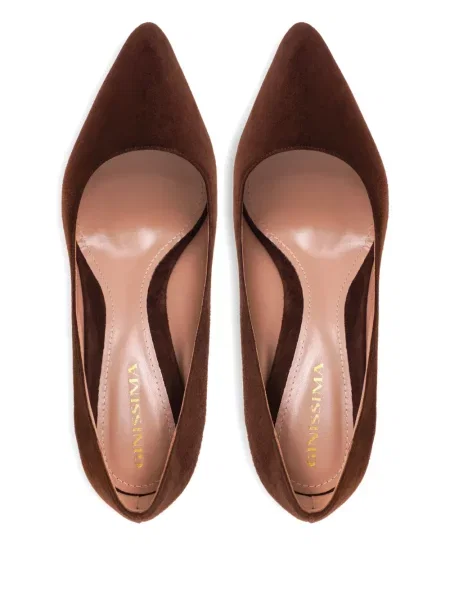 Pantofi cu toc Ginissima din piele de căprioară maro