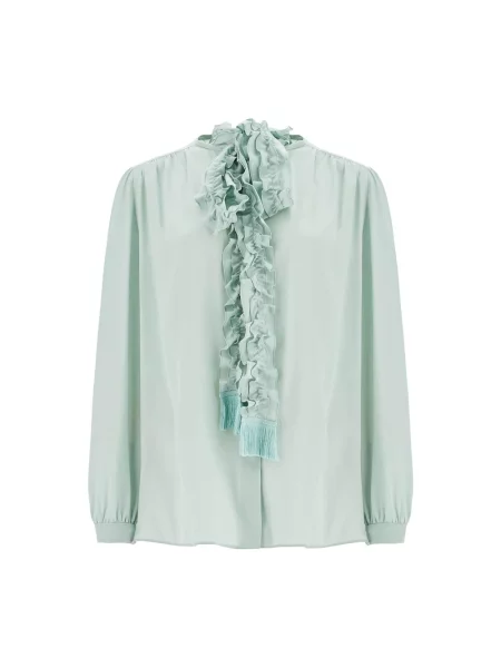 Lniana koszula Valentino Garavani niebieska