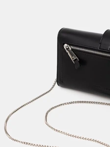 Kožená kabelka Emporio Armani černá