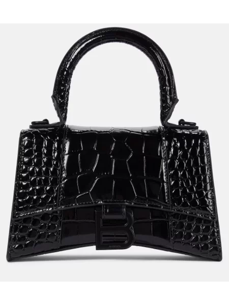 Torebka skórzana Balenciaga Hourglass skórzana elegancka czarna