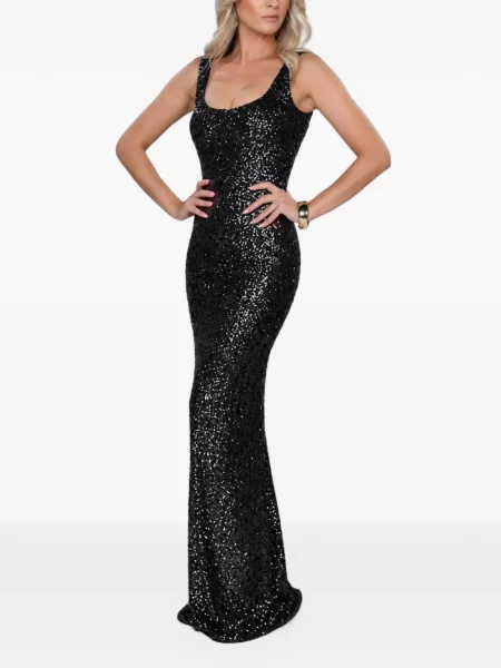 Rochie maxi Roserry cu paiete din jerseu negru