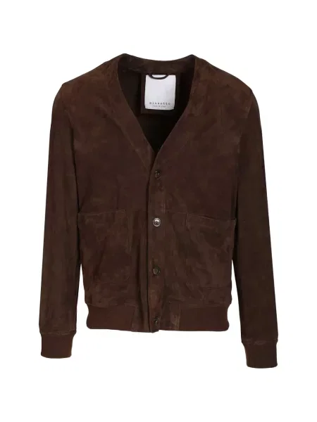 Велурено яке Blusotto с V-образно деколте кафяво