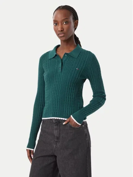 Tommy Jeans Pulover închis verde
