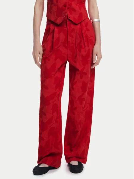 Desigual Szövet nadrág Suitrojo Straight Fit piros