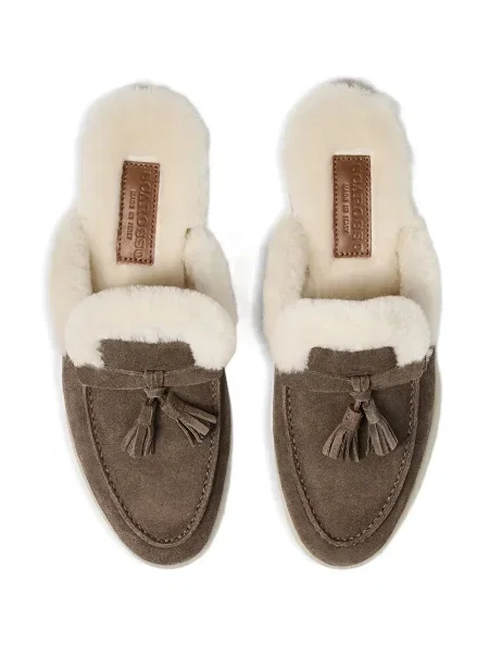 Papuci tip mules Scarosso din piele de căprioară maro