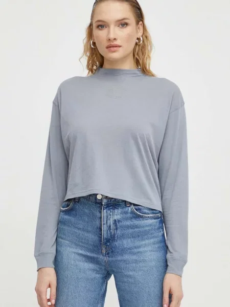 Блуза с дълги ръкави G-Star Raw с ниско поло сиво