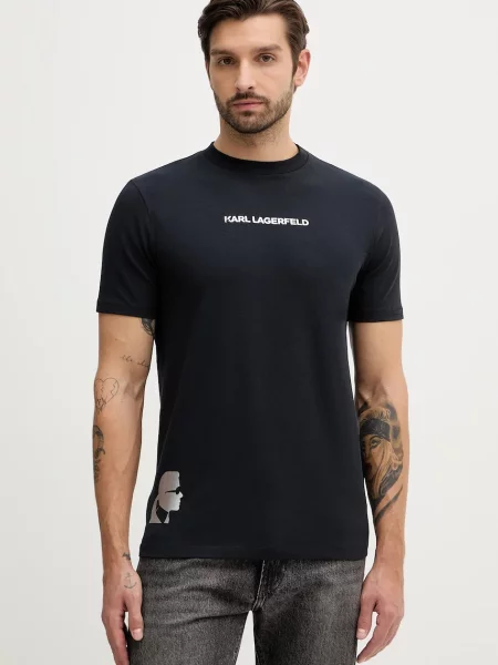 Karl Lagerfeld t-shirt granatowy gładki czarna