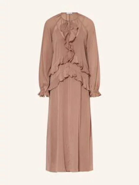 Mrs & Hugs Sukienka Muślinowa Z Wolantami beige beżowa