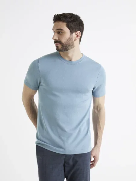 Tricou Celio tricotate albastru