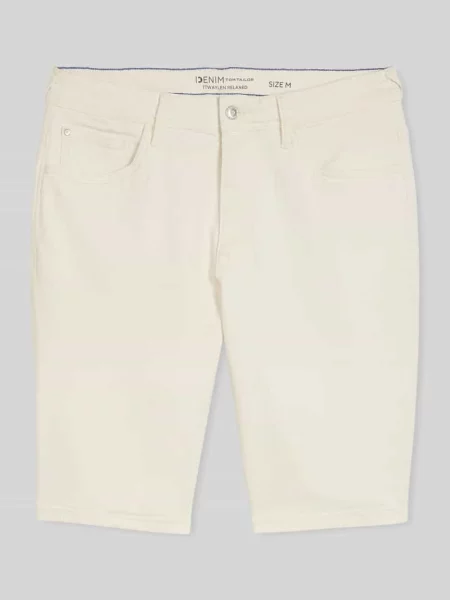 Szorty jeansowe o kroju relaxed fit z mieszanki bawełny Tom Tailor Denim białe