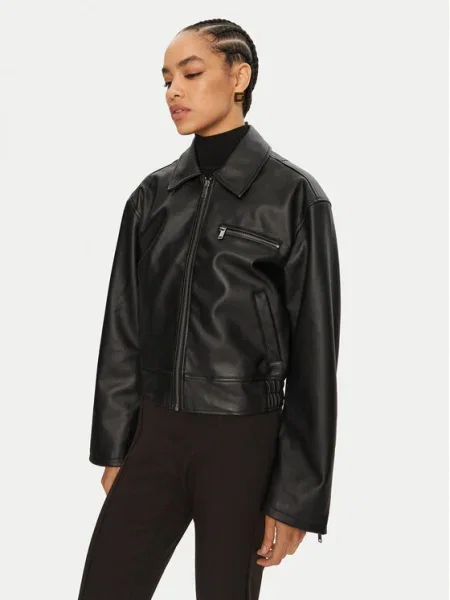 Gina Tricot Geacă din imitație de piele negru