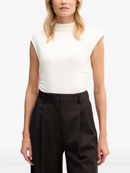 Top Dkny fără mâneci cu volane alb