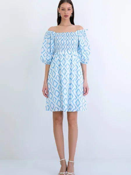 Trend Alaçatı Stili Rochie de vară albastru alb
