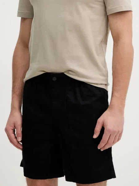 Šortky s příměsí lnu Calvin Klein Jeans černá