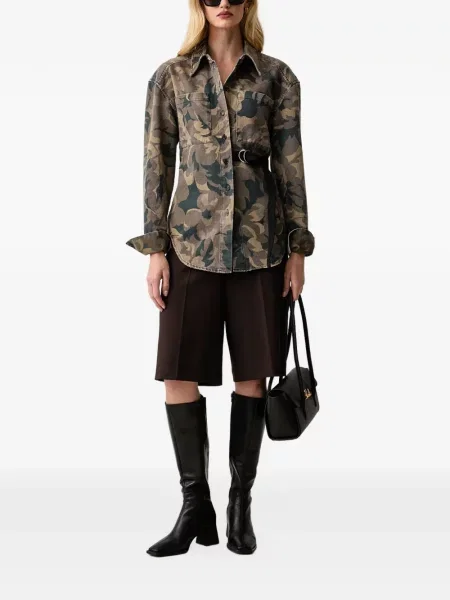 Cămașă Pinko cu imagine cu model camuflaj maro