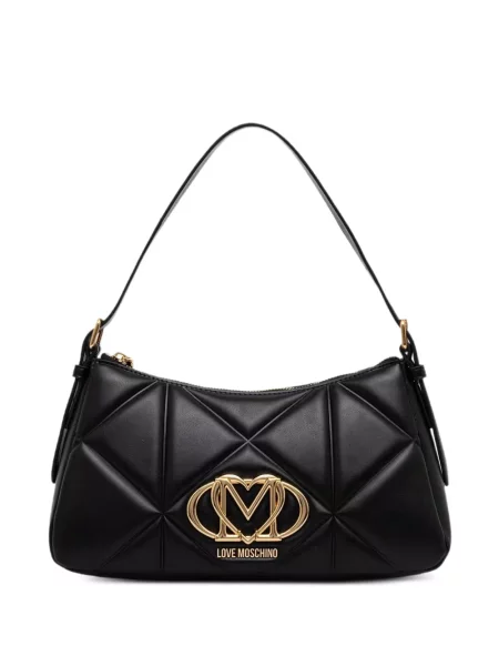 Matlasat geantă shopper Love Moschino cu autograf negru