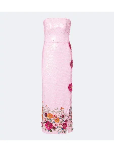 Rochie de cocktail Costarellos cu model floral cu aplicații roz