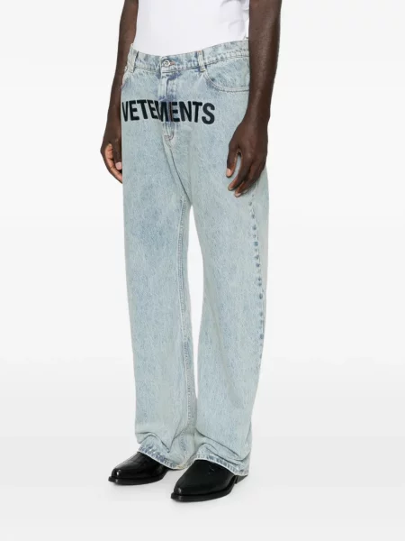 Τζιν με φαρδύ μπατζάκι Vetements με σχέδιο μπλε