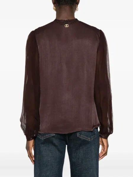 Bluză Twinset din dantelă maro