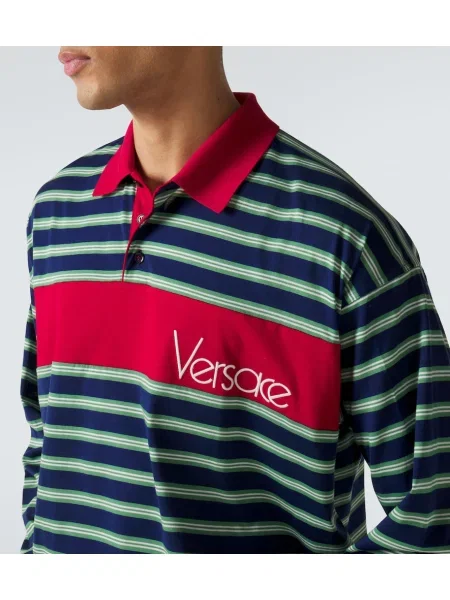 Pruhovaná džerzej polokošeľa Versace modrá