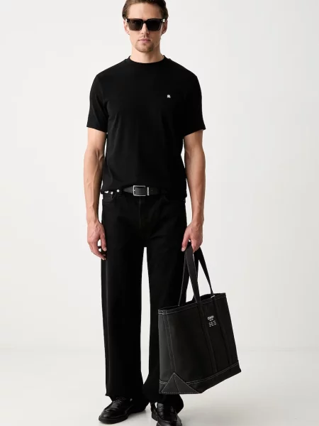 Karl Lagerfeld tričko pánske s elastanom čierna
