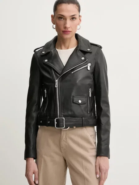 Kurtka skórzana Pinko biker czarna