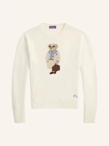 Ralph Lauren Purple Label Svetr S Hedvábím / světle hnědá / modrá bílá