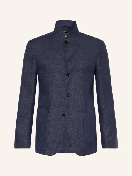 Zegna Marynarka Lniana Oasi Lino O Kroju Extra Slim Fit blau