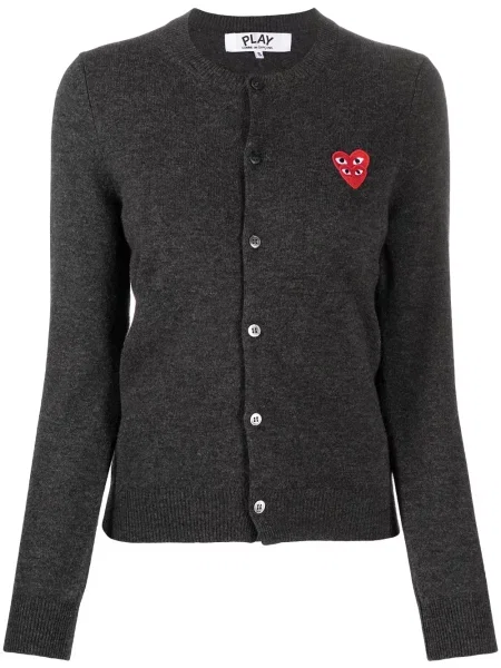 Cardigan Comme Des Garcons Play de lână cu motiv cu inimi gri