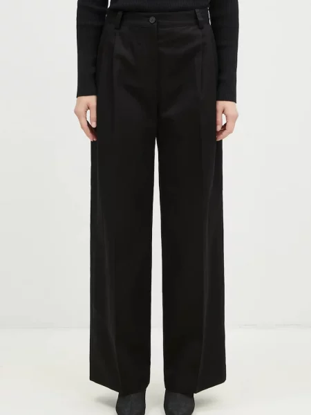 Maison Kitsuné spodnie Double Pleated szerokie high waist czarny