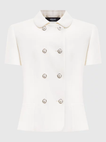 Двобортний жакет з вовни Versace білий