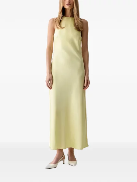 Rochie maxi Gestuz din satin fără mâneci galben