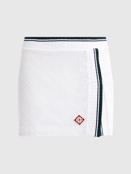 Махрова спідниця міні у фактурний візерунок Casablanca біла