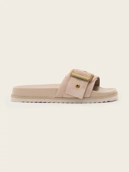 Semišové pantofle AllSaints Ellie Western Sandal růžové