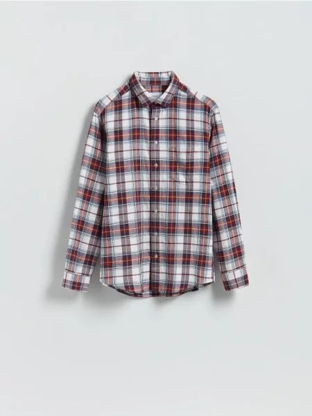 Reserved Koszula regular fit w kratę czerwony