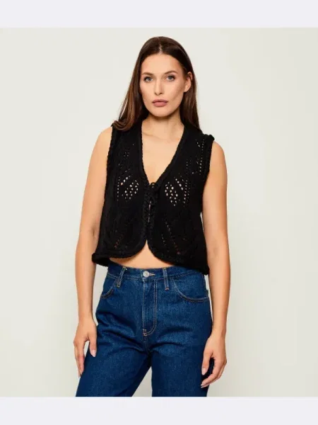 Ba&sh De lână vestă GILES | Cropped Fit negru