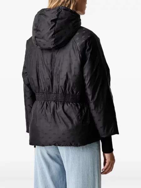 Geacă Armani Exchange cu glugă cu imagine cu cordon negru