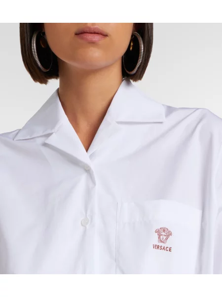 Cu centură rochie Versace din poplin alb