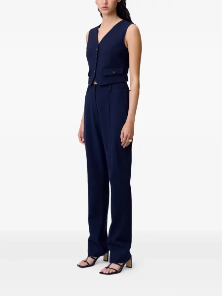 Spodnie Claudie Pierlot z wysoką talią niebieskie