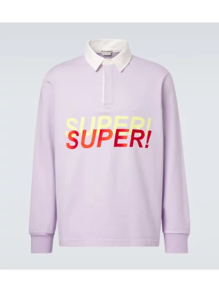 Polo Jw Anderson cu broderie din jerseu violet