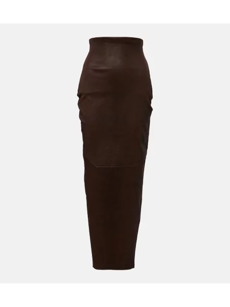 Fustă din piele Rick Owens maro