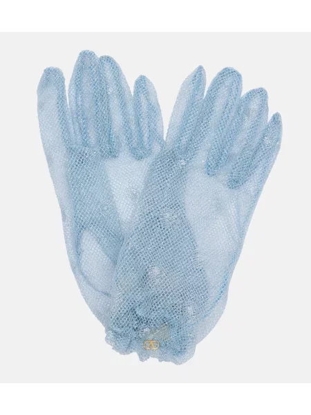Rokavice Valentino z mrežo modra