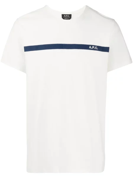 Tricou A.p.c. cu dungi cu autograf alb