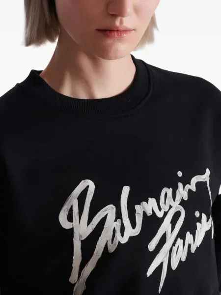 Hanorac Balmain cu imagine negru