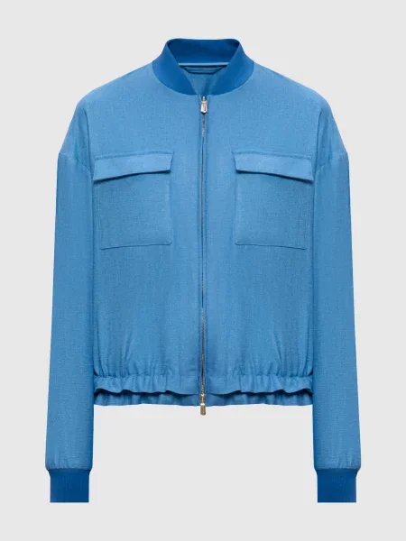 Бомбер з шовку та кашеміру Enrico Mandelli блакитний