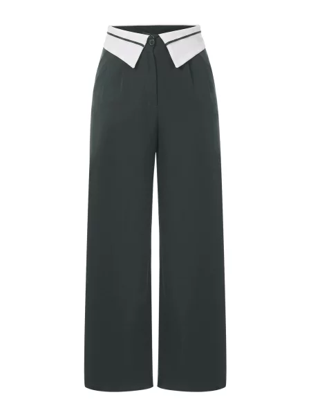 Imily Bela Pantaloni cutați bleumarin / gri închis alb