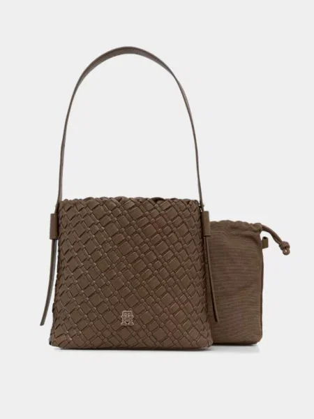Tommy Hilfiger TH BRAIDED SHOULDER BAG Сумка Поліуретан коричневий