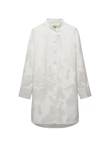 Rochie tip cămașă Shanghai Tang din jacard alb