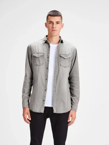 Πουκάμισο Jack & Jones γκρι