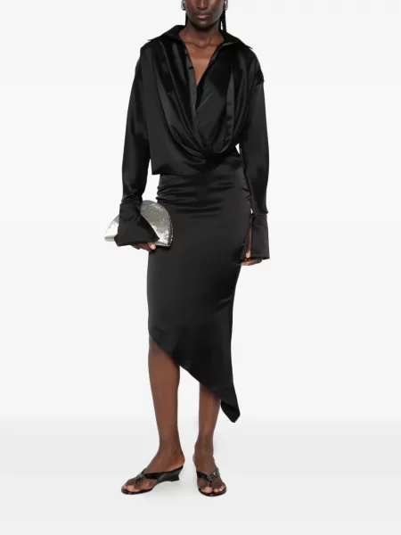Rochie midi Vestiaire D'un Oiseau Libre asimetrică drapată negru